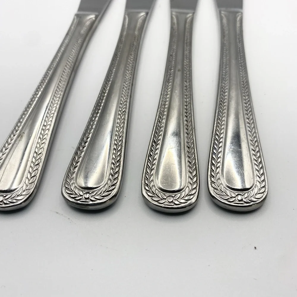 Hampton Silversmith Braided‎ Rope Stainless Silverware Lot Of 4 Butter Knifes